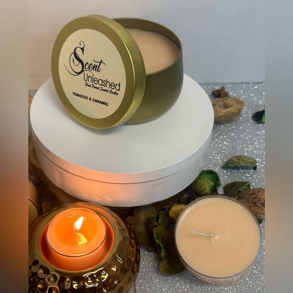 NEW TOBACCO CARAMEL, SCENT UNLEASHED LUXURY HAND POURED SCENTED CANDLES - Picture 2 of 4